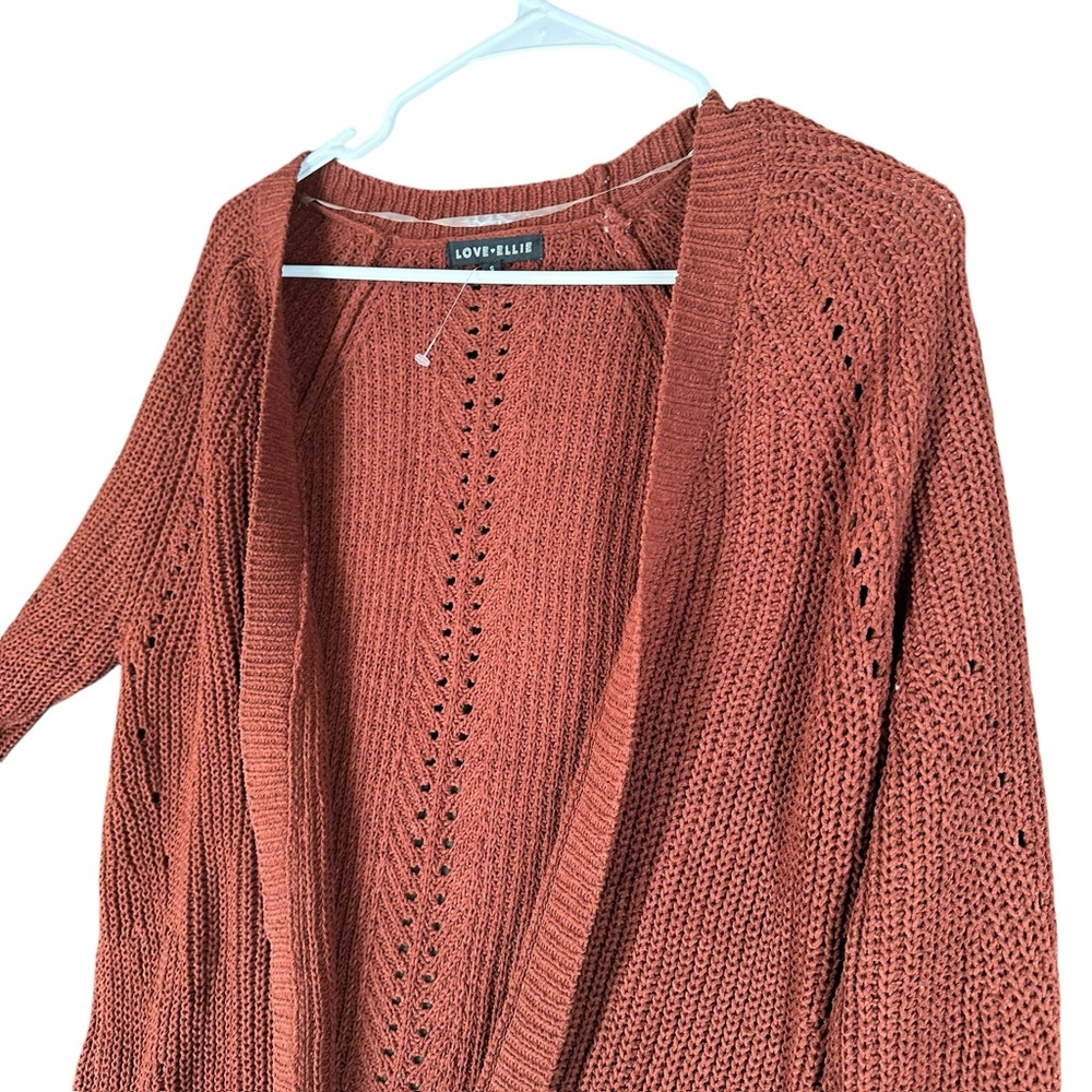 Love Ellie NWOT‎ Women’s S Small Rust Orange Open Cardigan Boho Hippie Fa… - Picture 8 of 11